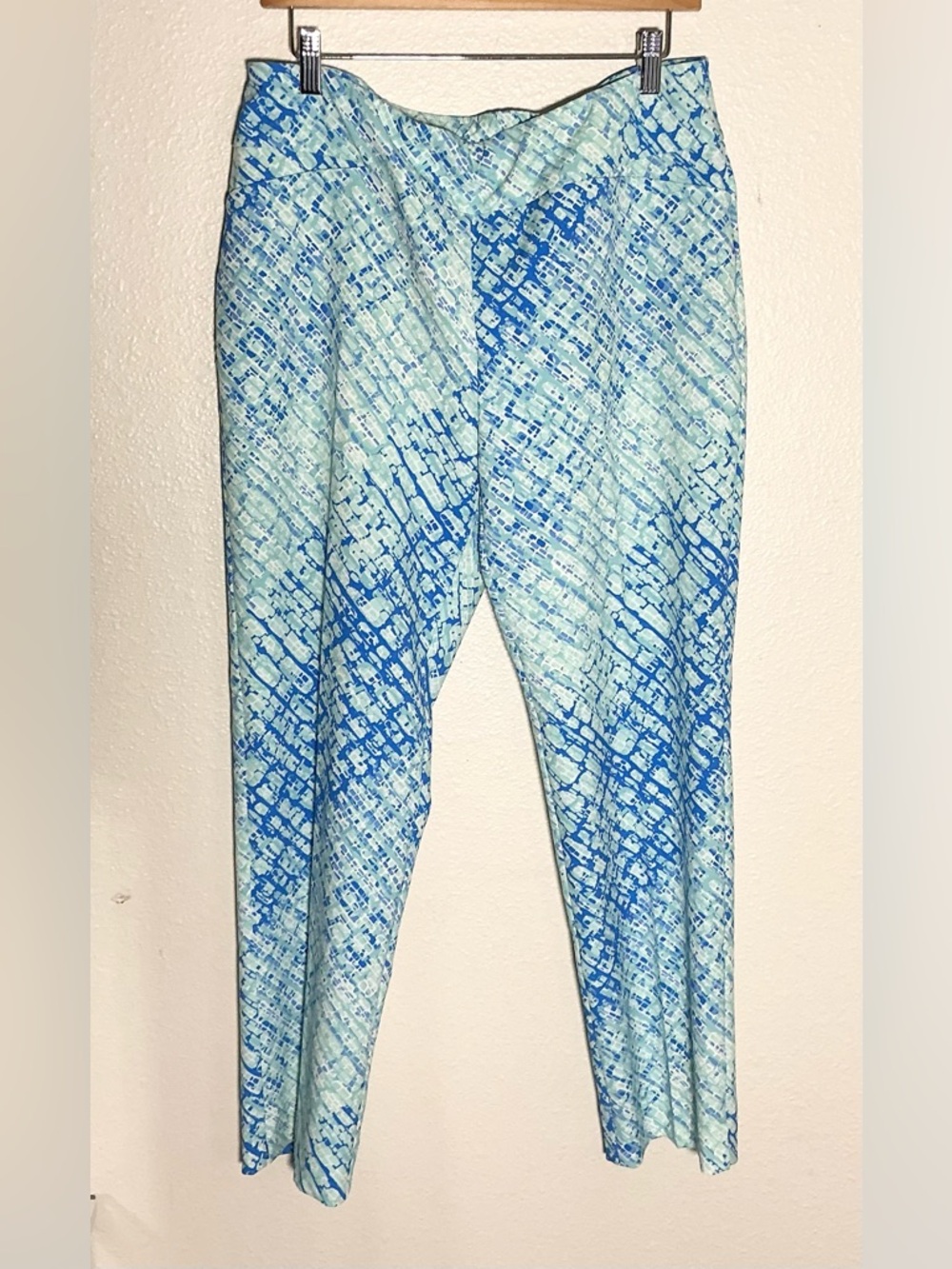 IBKUL Blue and Mint Straight-Leg Pants